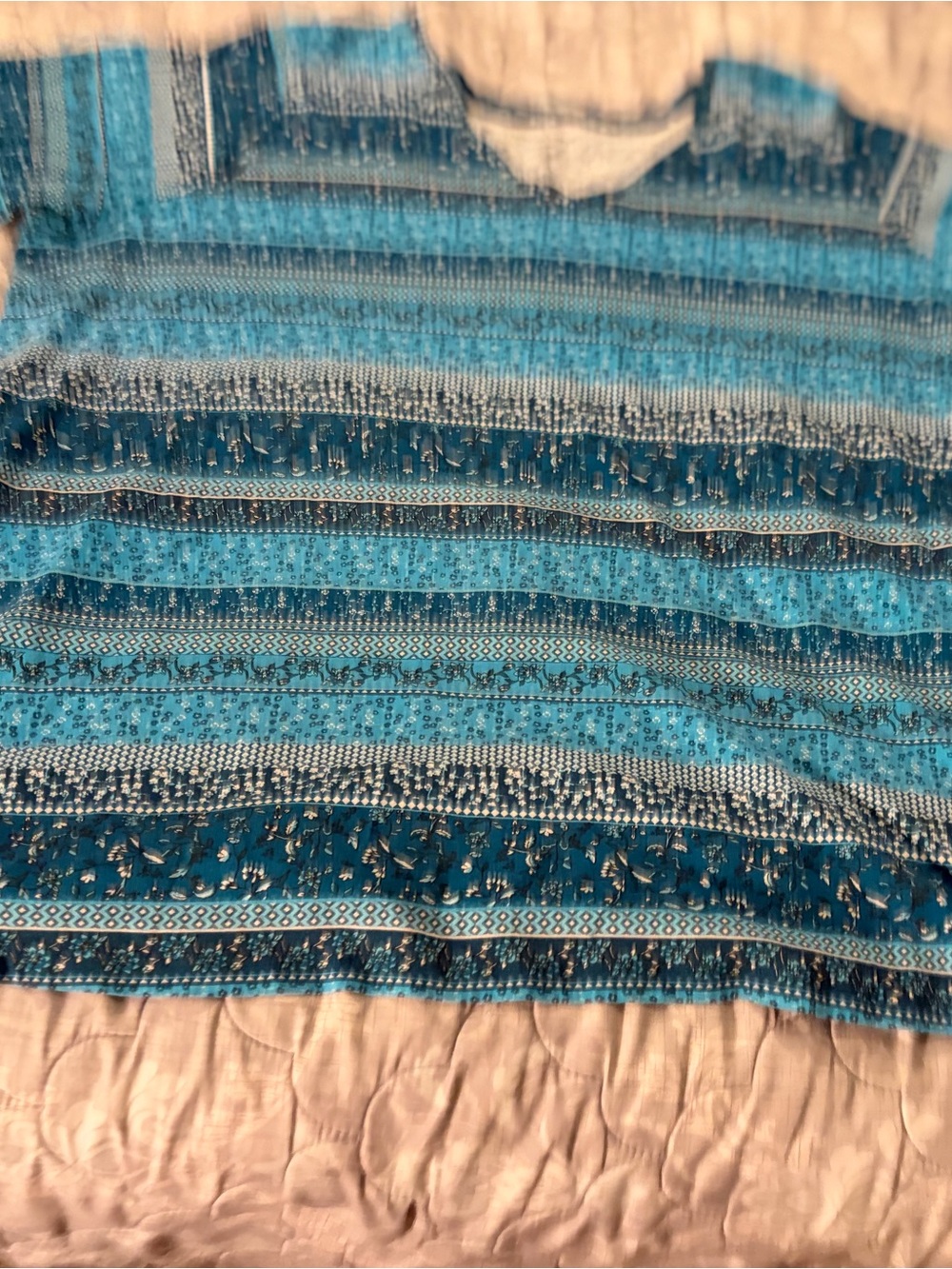 Woman Within Teal and Aqua Patterned Tank Top